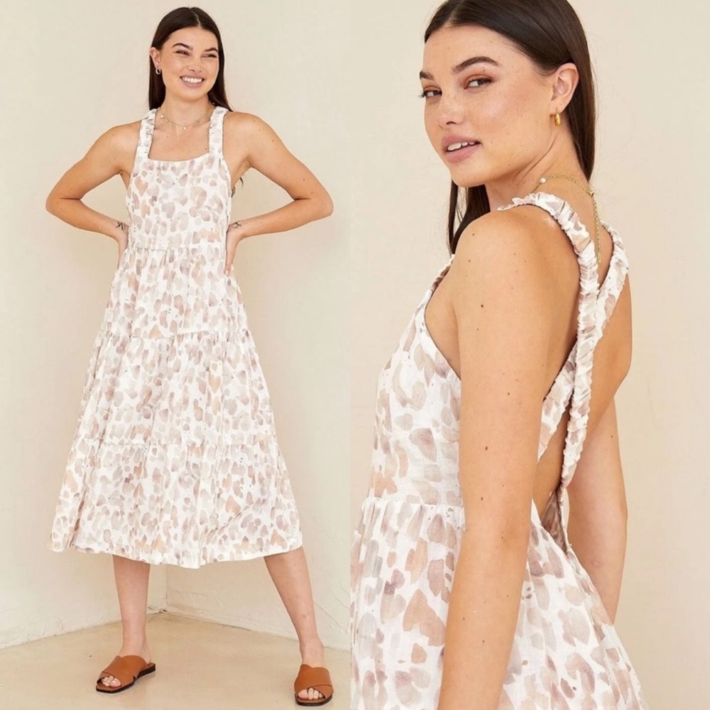 Ele Bella Dahl Scrunch Strap Tiered Midi Dress Sleeveless 
Sundress Racerback M - Picture 2 of 9